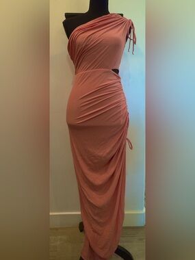 Significant Other One-Shoulder Ruched Dress in Salmon